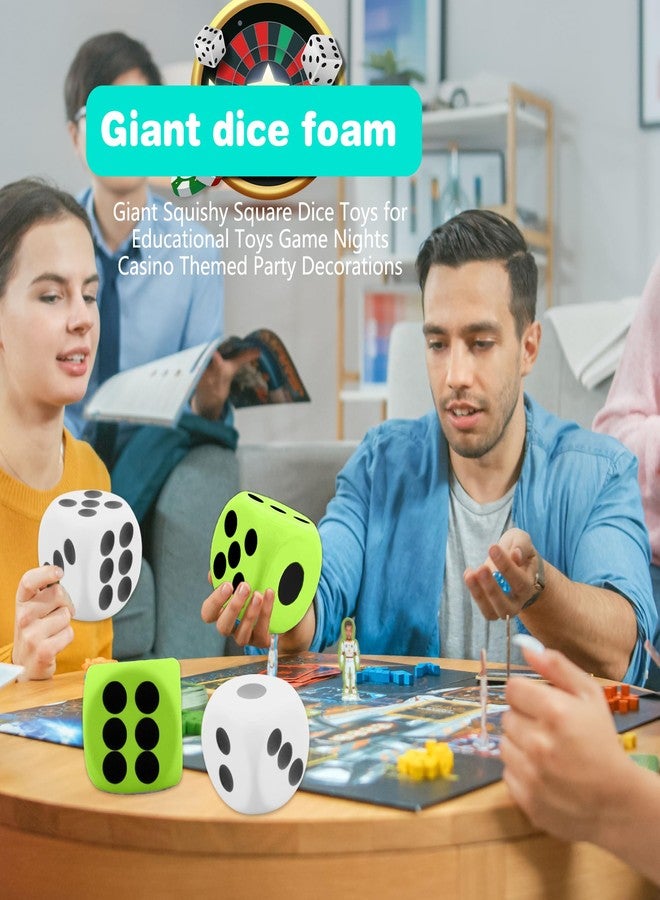 Cotiny 2 Pieces 6 Inches Large Foam Dice Set Giant Foam Dice Soft Dot Dice Toy for Family Educational Toys Parent Child Board Games Nights Casino Themed Party Decoration (Color Set 5) - Image 3